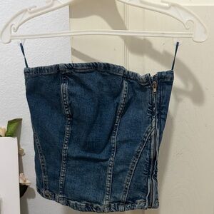 Zara Blue Denim Crop Top